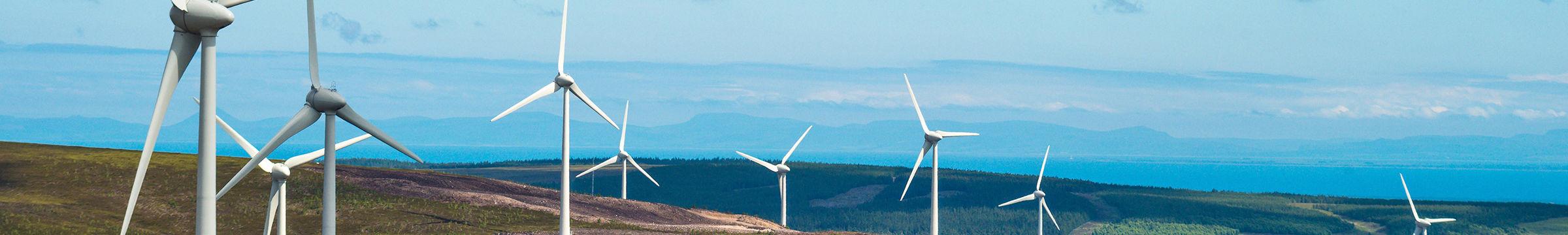 Wind farm in hilly landscape